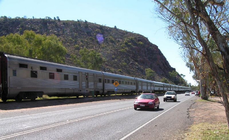 Alice Springs Northern Territory - Alice Springs: The Ghan crawls out of Alice for the south