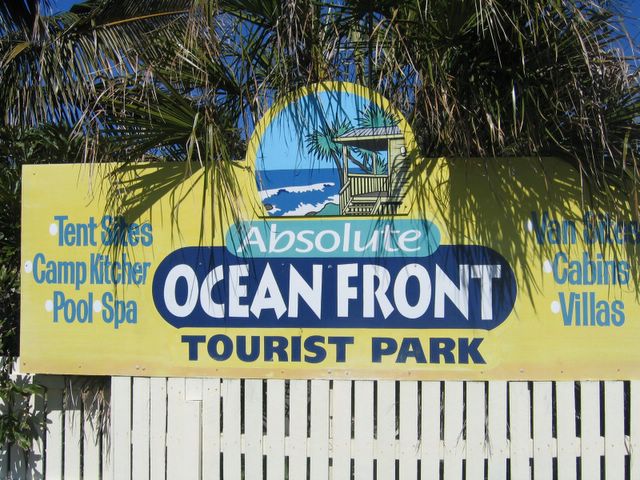 Absolute Oceanfront Tourist Park - Bargara: Absolute Ocean Front Tourist Park welcome sign