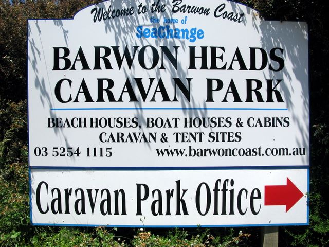 Barwon Heads Caravan Park - Barwon Heads: Barwon Heads Caravan Park welcome sign.