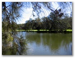 Bayview Golf Club - Bayview: Beautiful water feature adjacent to green on Hole 1