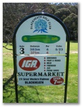 Blackheath Golf Course - Blackheath: Hole 3: Par 4, 383 metres.  Sponsored by IGA Supermarket on Blackheath.
