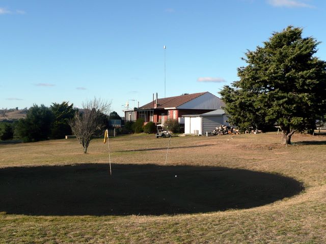 Bombala Golf Course - Bombala: Green on Hole 13 with view of Club House in the background