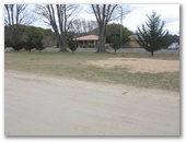Keder Street Playing Fields - Braidwood: View of parking area and houses across the street.