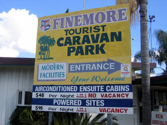 Finemore Holiday Park - Bundaberg: Finemore Holiday Park welcome sign