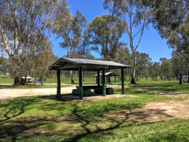 Bundarra Lions Park Campground - Bundarra: Sheltered picnic table area.