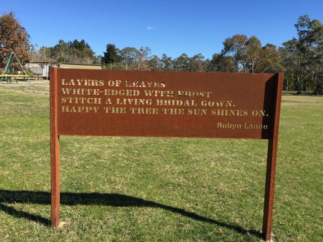 Bungonia Park - Bungonia: There are a number of signs like this throughout the village with nice snippets of poetry.