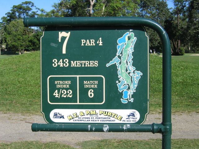Cairns Golf Course - Cairns: Layout of Hole 7: Par 4, 343 metres