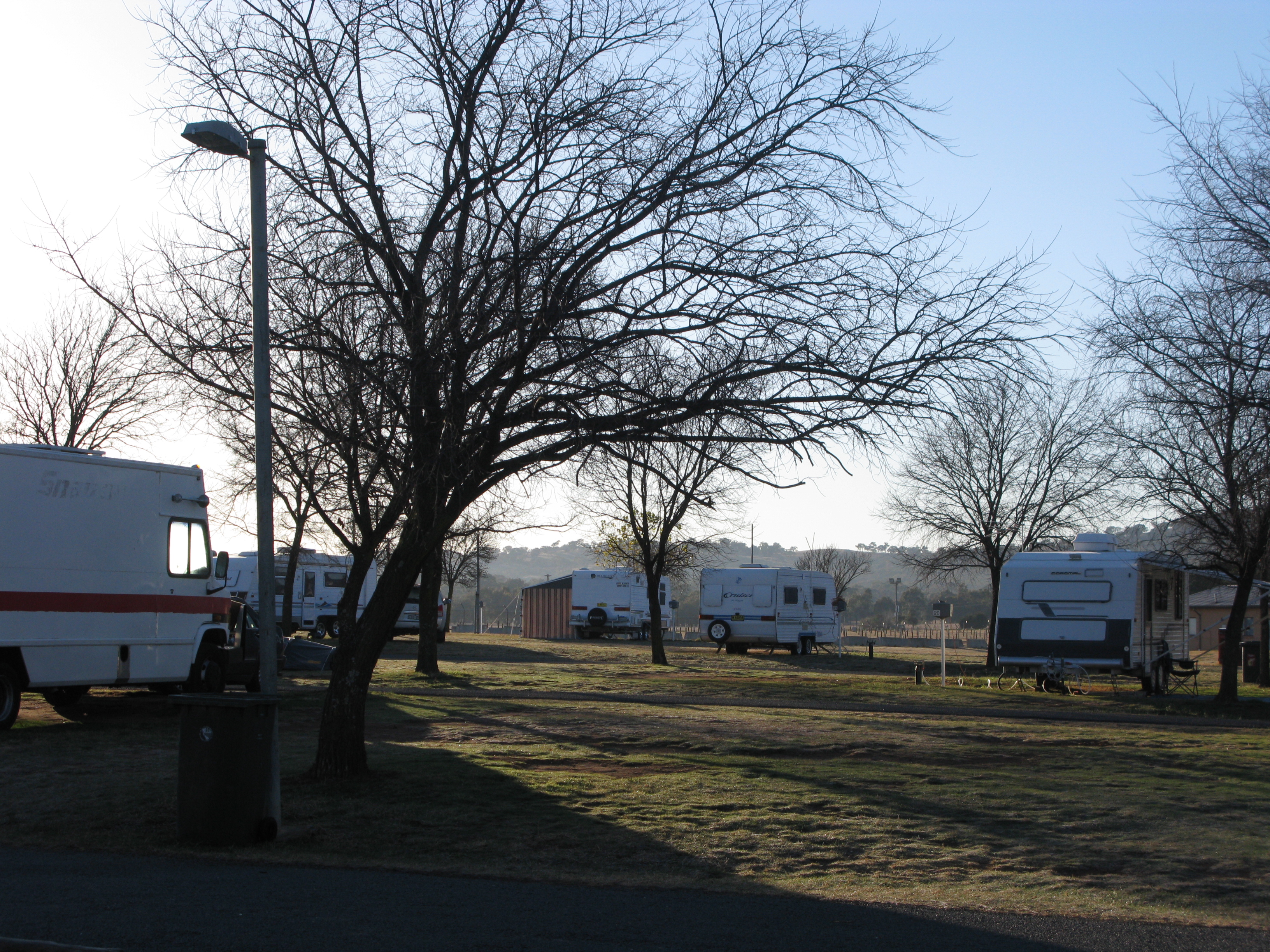 Exhibition Park In Canberra (EPIC) - Mitchell: Early morning sunshine within the EPIC Camping area.