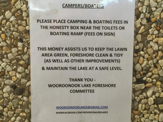 Wooroonook Lake - Wooroonook: Please pay for the facilities by putting money into the honesty box.