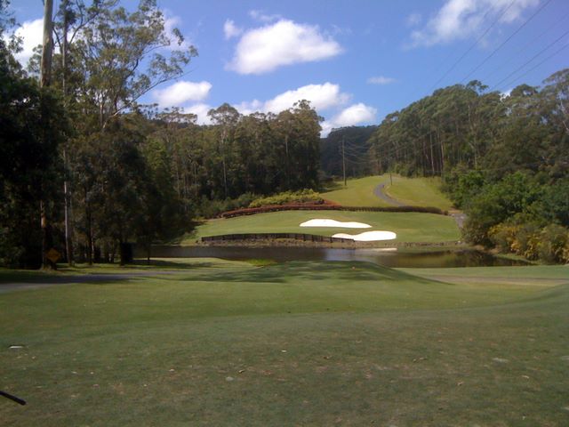 Bonville International Golf Resort - Bonville: Fairway view on Hole 17.  The green is directly beyond the water.  This is a very challenging hole.