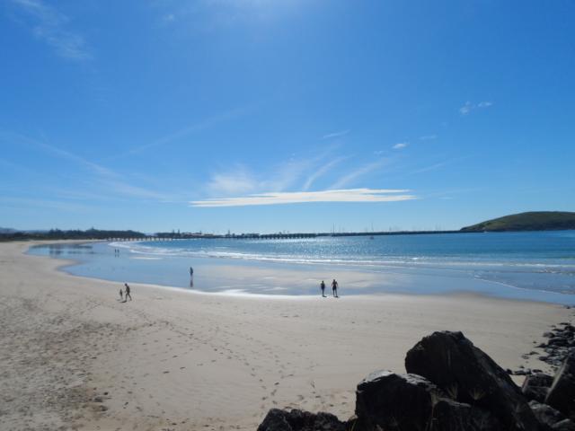 Koala Villas & Caravan Park - Coffs Harbour: Long view of Jetty Beach looking north on a perfect, sunny autumn day.