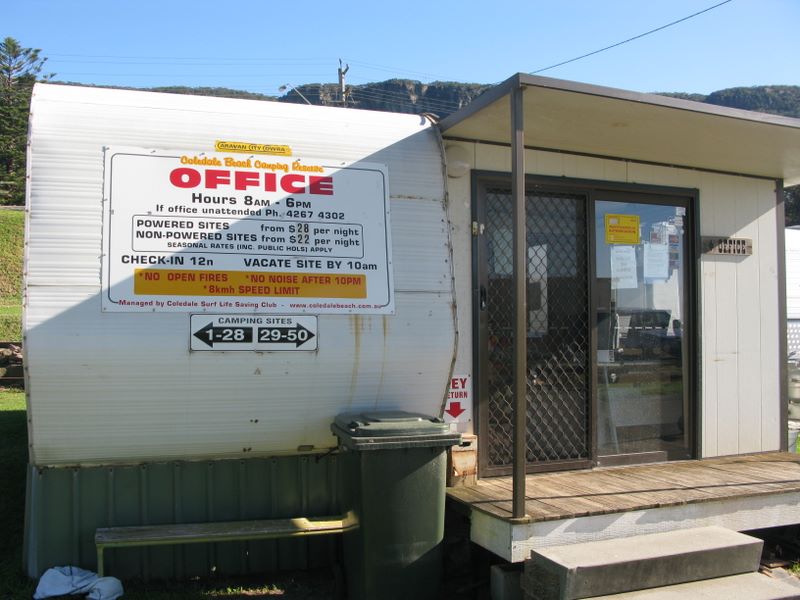 Coledale Beach Camping Reserve - Coledale: Office showing prices and relevant check in information.