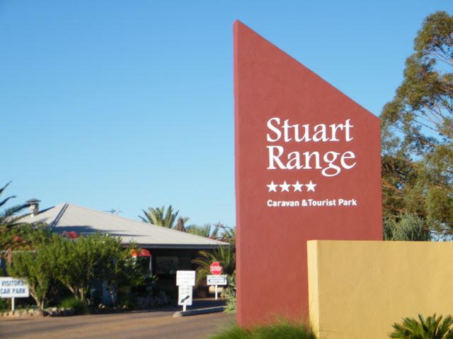 Stuart Range Caravan Park - Coober Pedy: Stuart Range Caravan Park welcome sign