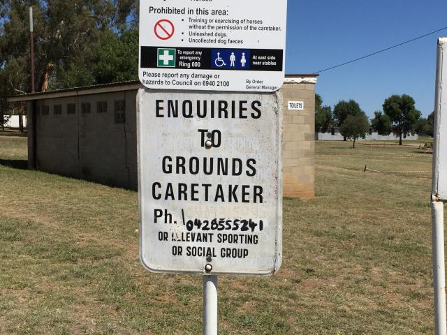 Cootamundra Showground - Cootamundra: Proceed to Caretaker when you enter the grounds.