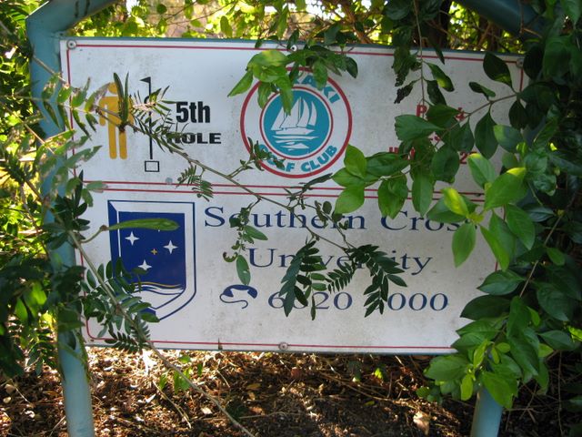 Coraki Golf Course - Coraki: Coraki Golf Club Hole 5: Par 4.  Sponsored by Southern Cross University