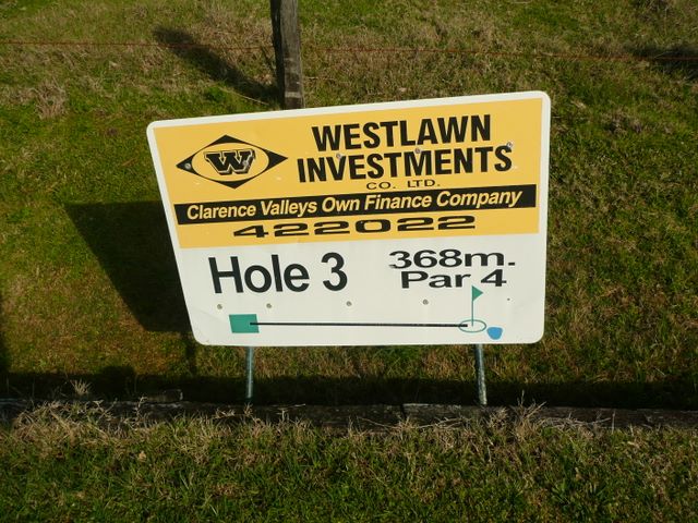 Orara Park Golf Course - Coutts Crossing: Hole 3 Par 4, 368 metres.  Sponsored by Westlawn Investments Co Ltd
