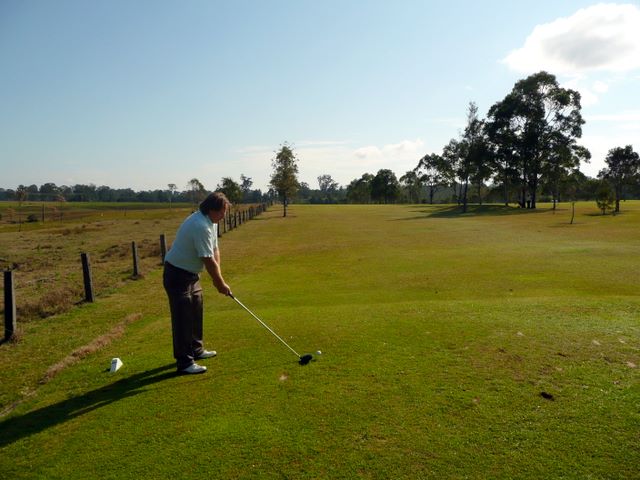 Orara Park Golf Course - Coutts Crossing: Fairway view Hole 3 - note narrow fairway with paddock on the left