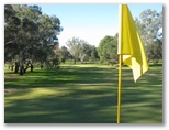 Cowra Golf Club - Cowra: Green on Hole 2 looking back along the fairway.