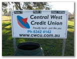 Cowra Golf Club - Cowra: Hole 7 Par 3, 141 meters.  Sponsored by Central West Credit Union.
