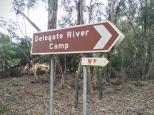Delegate River Campground - Bendoc: Road sign pointing to the campground. You will certainly not miss the turnoff. 