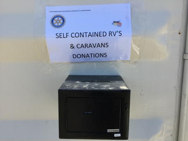 Rotary Park Free Camping - Echuca: Donation box. Please contribute.