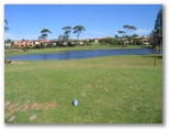 Emerald Downs Golf Course - Port Macquarie: Fairway view Hole 2 - the green is across the water