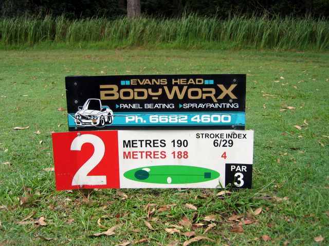Evans Head Golf Course - Woodburn: Layout of Hole 2 - Par 3, 190 meters