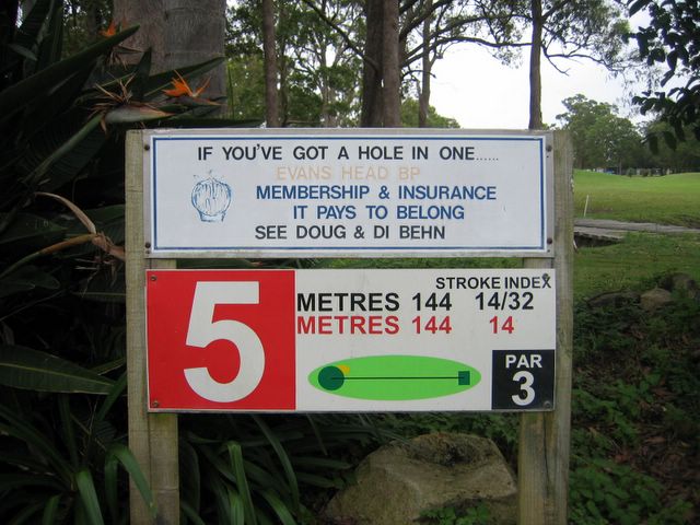 Evans Head Golf Course - Woodburn: Layout of Hole 5 - Par 5, 144 meters