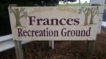 Frances Recreation Ground - Frances: Welcome sign.