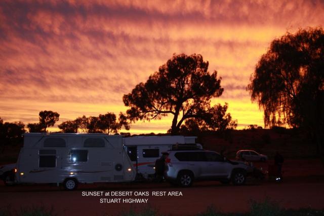 Desert Oaks Rest Area - Ghan: Sunset mid July.
