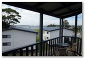 Anglers Rest Riverside Caravan Park - Greenwell Point: View from the deck of Standard Cabin 6