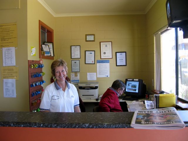 Griffith Tourist Caravan Park - Griffith: Isabelle Gilbert provides a warm welcome at reception