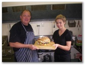 Riverlands Caravan Park and Wombat Cafe - Gunderman: Large yummy hamburger weighing in at 1.1kg