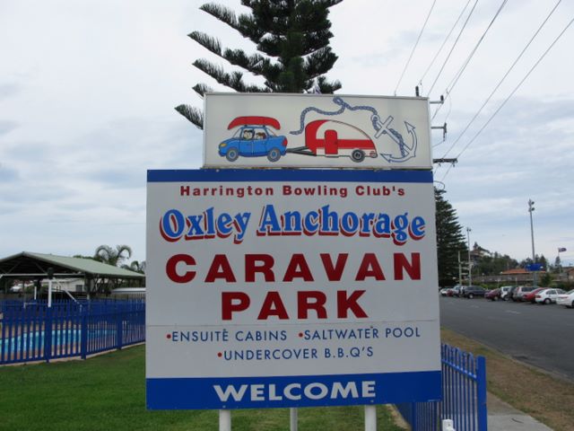 Oxley Anchorage Caravan Park - Harrington: Oxley Anchorage Caravan Park welcome sign