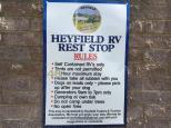 Heyfield RV Rest Stop - Heyfield: Rules for the rest area campers.