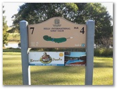 Hills International Golf Club - Jimboomba: Hole 7 Par 4, 322 meters.  Sponsored by Barrier Reef Pools.