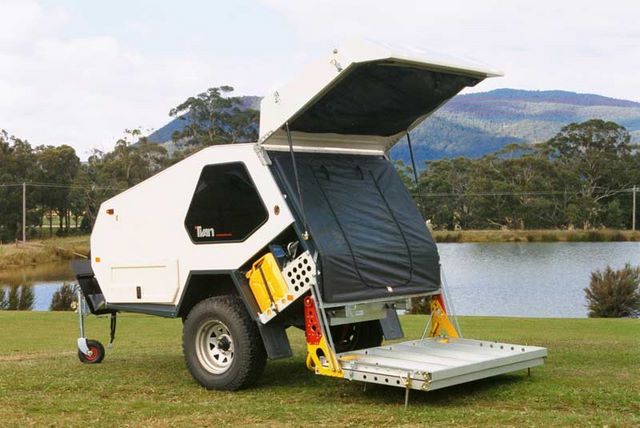 Independent Trailers - Chifley: Tvan's canvas tent stores neatly into the rear hatch, which keeps your bed dry.