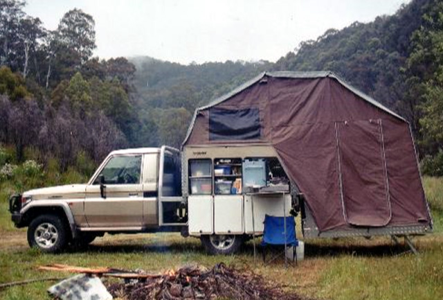 Independent Trailers - Chifley: C190 Camperback with the billy on the fire.