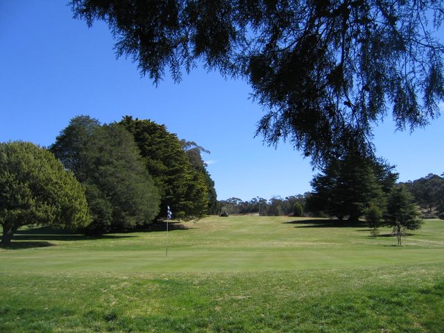 Katoomba Golf Club - Katoomba: Green on Hole 2 looking back along fairway