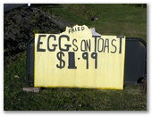 Kew Rest Area - Kew: Eggs on toast for $1.99 is a great deal and the owner intends to make it permanent.