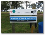 Maffra Golf Course Hole By Hole - Maffra: Hole 9 Par 4, 379 metres.  Sponsored by Maffra Town and Country Real Estate.