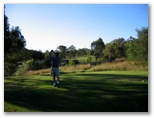 Easts Leisure and Golf Course - Maitland: Fairway view Hole 7 with grass barrier in front of tee