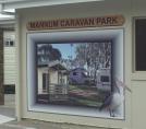 Mannum Riverside Caravan Park - Mannum: as you drive down to the ferry the wall of the Mannum Caravan Park has this mural painted on it, 