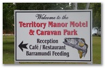 Territory Manor Caravan Park - Mataranka: Territory Manor Motel and Caravan Park welcome sign