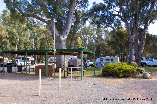Melrose Caravan Park - Melrose: Melrose Caravan Park, South Australia - BBQ area.