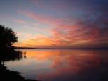 Lake Albert Caravan Park - Meningie: April sunset over Lake Albert from the caravan park.
