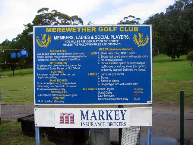 Merewether Golf Course - Adamstown: Merewether Golf Club welcome sign