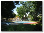 Calder Tourist Park - Mildura: Swimming pool and playground in background