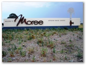 Gwydir Cara Park and Thermal Pools - Moree: Moree Township welcome sign.