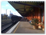 Moss Vale Railway Station - Moss Vale: Goods train leaving Moss Vale Railway Station.